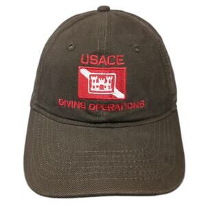 Dri-Duck USACE Diving Operations Baseball Cap Brown One Size Strapback Hat Scuba